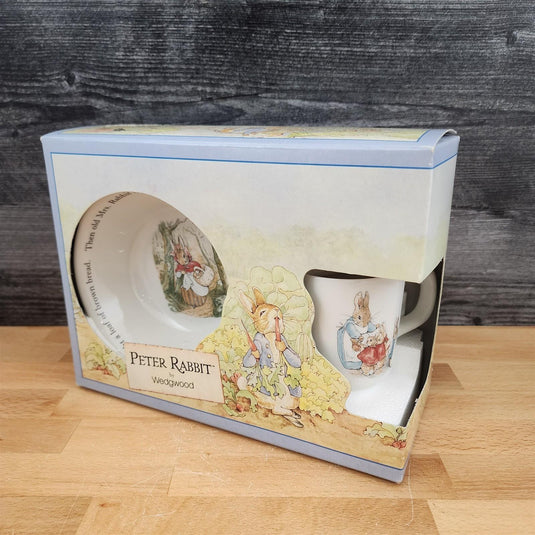 Wedgwood Peter Rabbit Child's 3-Piece Set Plate Bowl Cup Nib Beatrix Potter