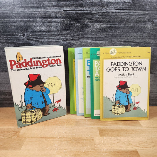 Paddington Bear Vintage Box Set 5 Books Dell Yearling Michael Bond Peggy Fortnum
