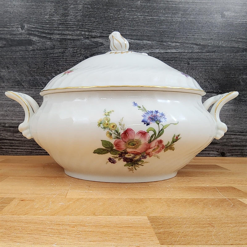 Load image into Gallery viewer, Kaiser Residenz Oval Covered Vegetable Bowl Floral White 8 1/2&quot; Gold Trim
