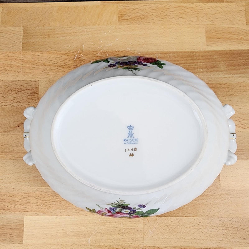 Load image into Gallery viewer, Kaiser Residenz Oval Covered Vegetable Bowl Floral White 8 1/2&quot; Gold Trim
