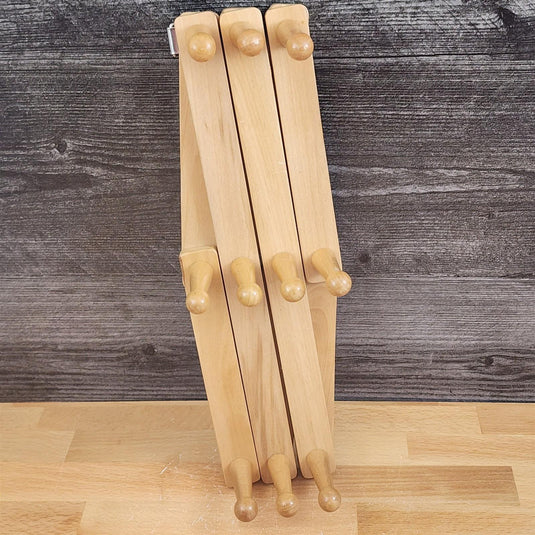 Accordion Wood Rack Expanding Mug Coat Hat Folding 10 Pegs Wall Hanger