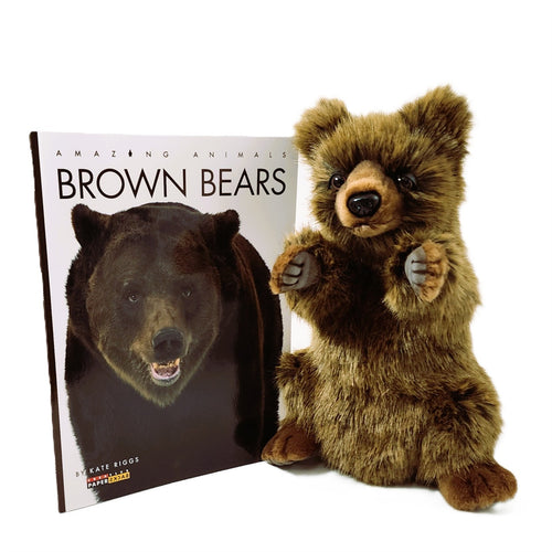 Bear Hand Puppet and Book Set Animal Educational Reading Imaginative Play Hansa