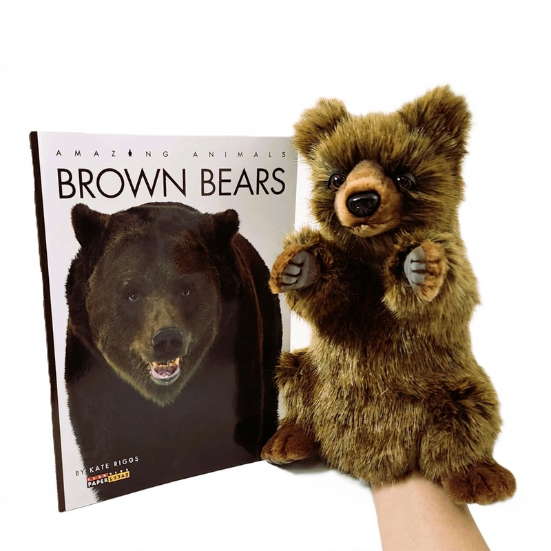 Load image into Gallery viewer, Bear Hand Puppet and Book Set Animal Educational Reading Imaginative Play Hansa

