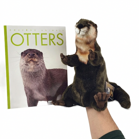 Otter Hand Puppet and Book Set Animal Educational Reading imaginative play Hansa