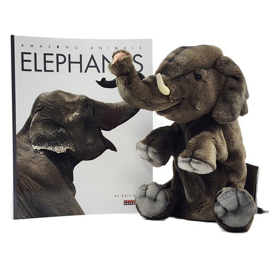 Elephant Hand Puppet Book Set Animal Educational Reading Imaginative Play Hansa
