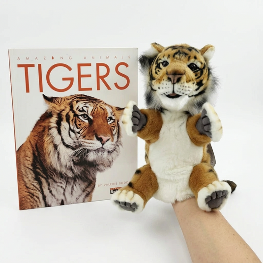 Tiger Hand Puppet & Book Set Animal Educational Reading Imaginative Play Hansa