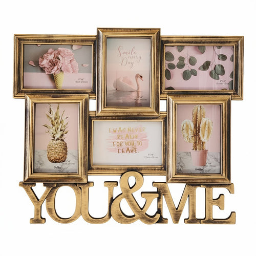 Collage Photo Frame Rustic Bronze glam Wall Hanging for Gallery Wall 6 Openings