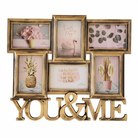 Collage Photo Frame Rustic Bronze glam Wall Hanging for Gallery Wall 6 Openings