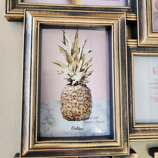 Collage Photo Frame Rustic Bronze glam Wall Hanging for Gallery Wall 6 Openings