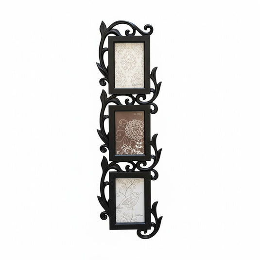 Elegant 3 Phots Frame Scrollwork Classic Black Wall Accent Horizontal Vertical