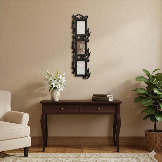 Elegant 3 Phots Frame Scrollwork Classic Black Wall Accent Horizontal Vertical