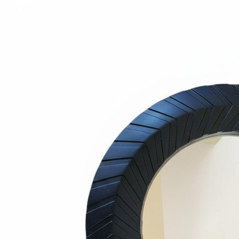 Load image into Gallery viewer, Chevron Black Mirror Set of 3 Round Boho Chic Home Accessory Scandinavian Style
