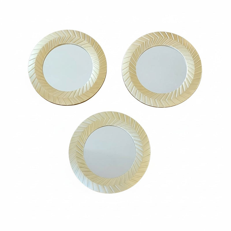 Load image into Gallery viewer, Chevron Gold Mirror Set of 3 Round Boho Chic Home Accessory Scandinavian Style
