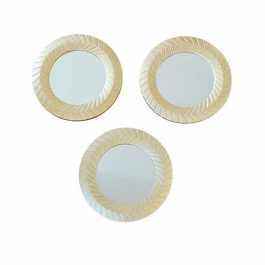 Chevron Gold Mirror Set of 3 Round Boho Chic Home Accessory Scandinavian Style