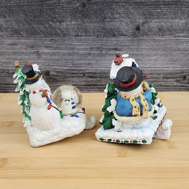Load image into Gallery viewer, Christmas Stocking Holder Set Snowman Scene Fireplace Mantel Hooks Ceramic
