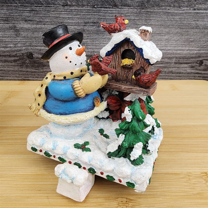 Load image into Gallery viewer, Christmas Stocking Holder Set Snowman Scene Fireplace Mantel Hooks Ceramic
