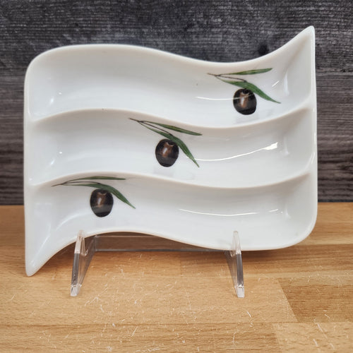 Olive Design Snack Tray Cordon Bleu Bia 3 Compartment Relish Dish Ceramic