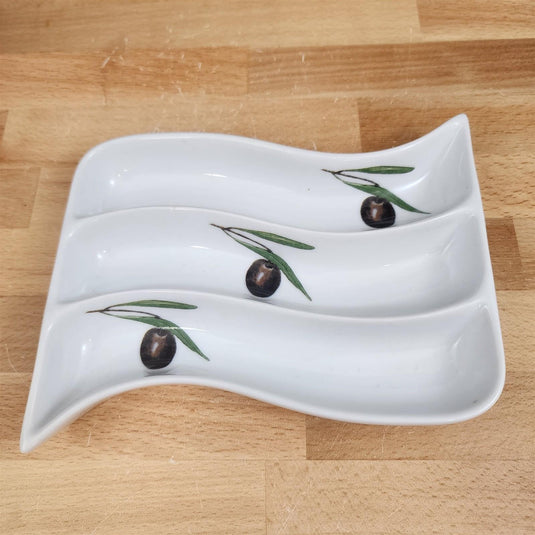 Olive Design Snack Tray Cordon Bleu Bia 3 Compartment Relish Dish Ceramic