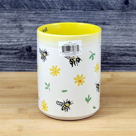 Be Unique Saying Coffee Mug 18oz Bee Themed Embossed Ceramic Tea Cup Blue Sky