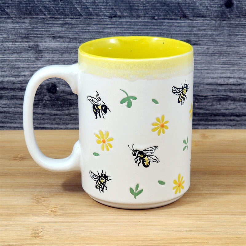 Load image into Gallery viewer, Be Unique Saying Coffee Mug 18oz Bee Themed Embossed Ceramic Tea Cup Blue Sky
