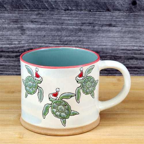 Christmas Sea Turtles Coffee Mug Santa Hat Ceramic Nautical Holiday by Blue Sky