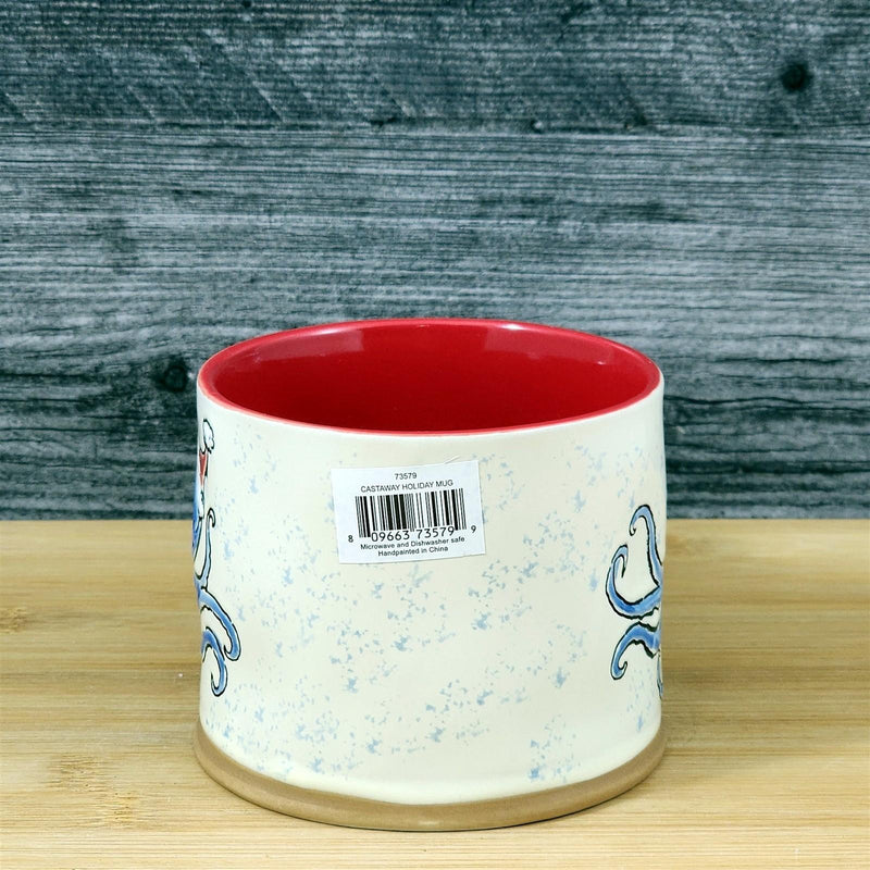 Load image into Gallery viewer, Christmas Octopus Coffee Mug Santa Hat Ceramic Nautical Holiday by Blue Sky
