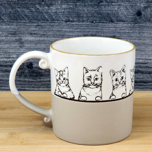 Kitty Cat Faces Coffee Mug Tea Cup Embossed Ceramic Embossed by Blue Sky 21oz