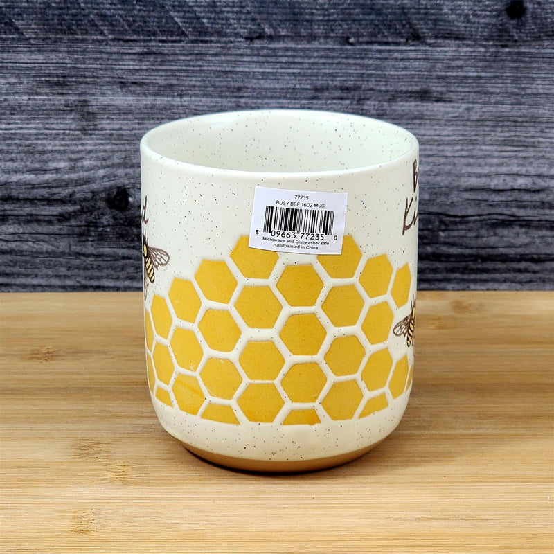Load image into Gallery viewer, Bee Kind Coffee Mug 16oz Embossed Floral White Yellow Ceramic Tea Cup Blue Sky
