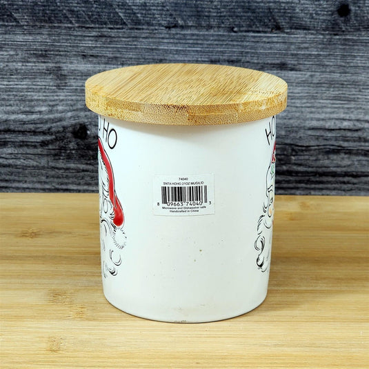 Holiday Santa Coffee Mug with Lid Embossed Christmas Cup Ceramic Red by Blue Sky