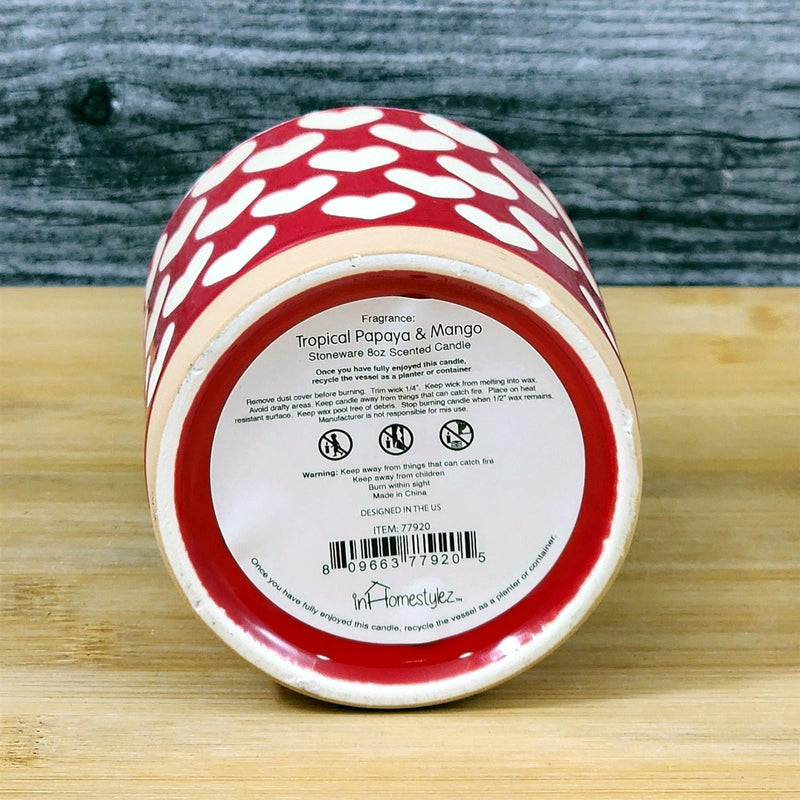 Load image into Gallery viewer, Hearts Ceramic Red Candle Tropical Papaya &amp; Mango Scent Essential Oils Blue Sky
