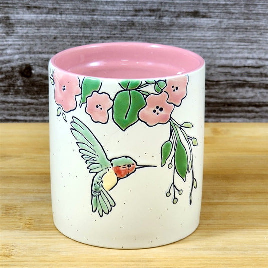 Ruby Hummingbird Stoneware Candle Mandarin Blossom Scent Essential Oils Blue Sky