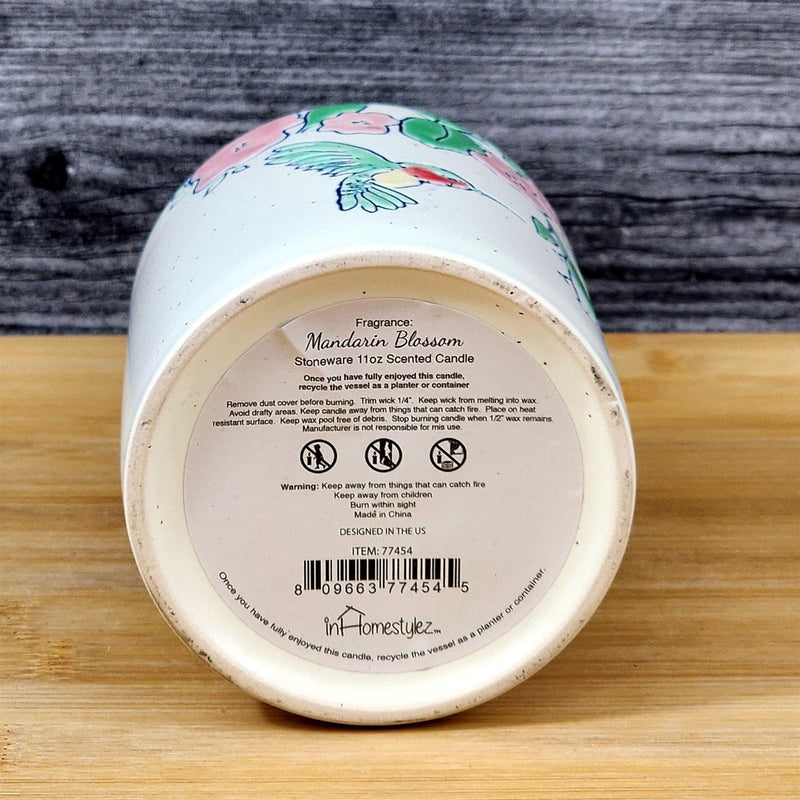 Load image into Gallery viewer, Ruby Hummingbird Stoneware Candle Mandarin Blossom Scent Essential Oils Blue Sky

