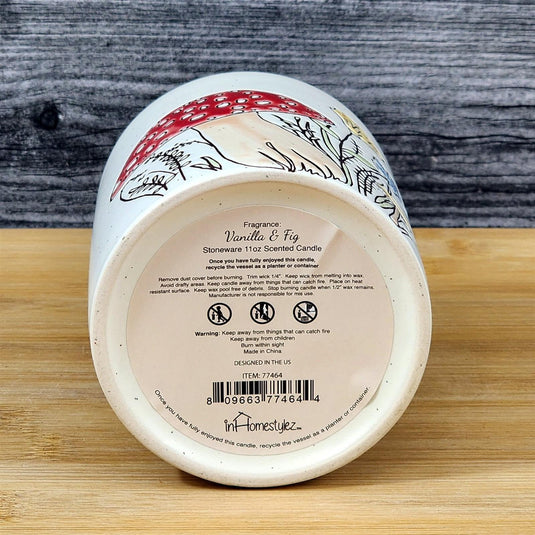 Portobello Mushroom Stoneware Candle Vanilla Fig Scented Essential Oils Blue Sky