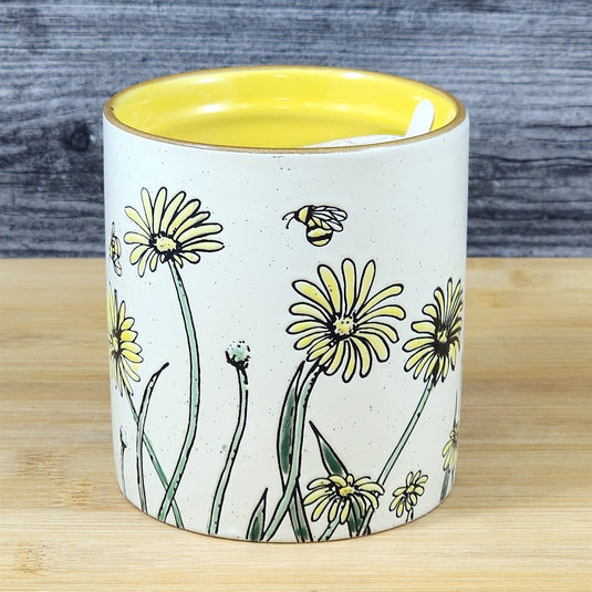 Floral Bee Stoneware Soy Candle Vanilla Fig Scented Essential Oils by Blue Sky