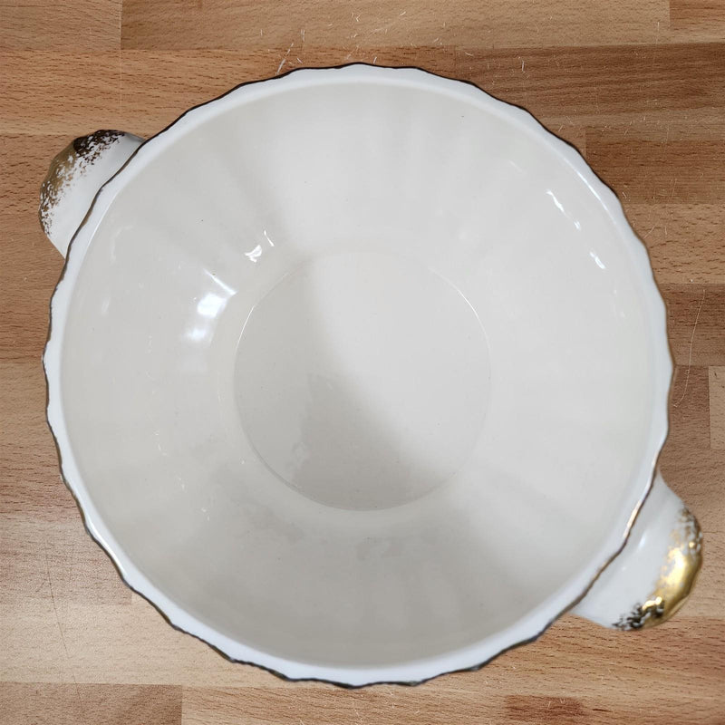 Load image into Gallery viewer, Limoges Floral Vegetable Bowl &amp; Lid La France USA 22 K Gold Scalloped Edge Trim
