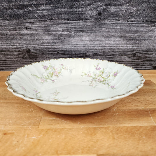 Limoges Floral Coupe Soup Bowls La France USA 22 K Gold Scalloped Edge Trim