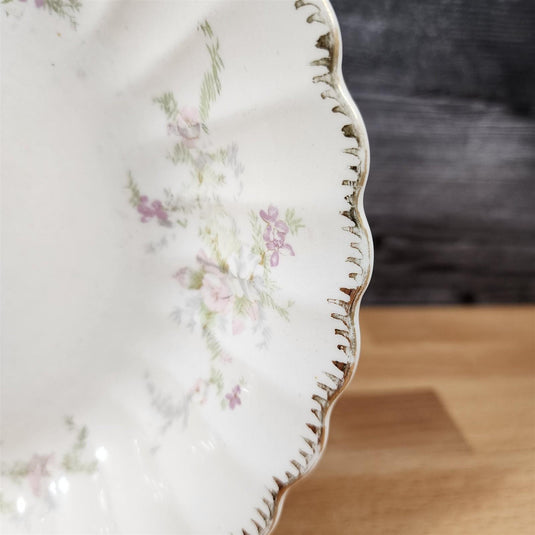 Limoges Floral Coupe Soup Bowls La France USA 22 K Gold Scalloped Edge Trim