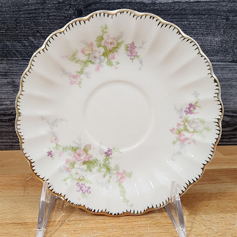 Load image into Gallery viewer, Limoges Floral Cup Saucer Set of 2 La France USA 22 K Gold Scalloped Edge Trim
