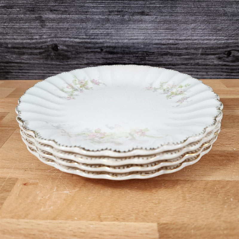 Load image into Gallery viewer, Limoges Floral Salad Plates Set of 4 La France USA 22 K Gold Scalloped Edge Trim
