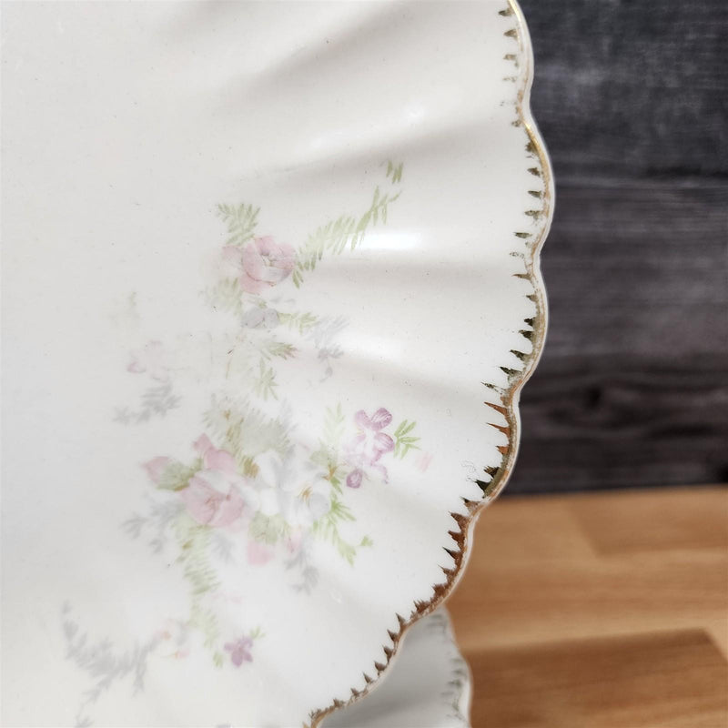 Load image into Gallery viewer, Limoges Floral Salad Plates Set of 4 La France USA 22 K Gold Scalloped Edge Trim
