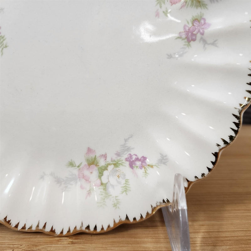 Load image into Gallery viewer, Limoges Floral Bread Plates Set of 4 La France USA 22 K Gold Scalloped Edge Trim
