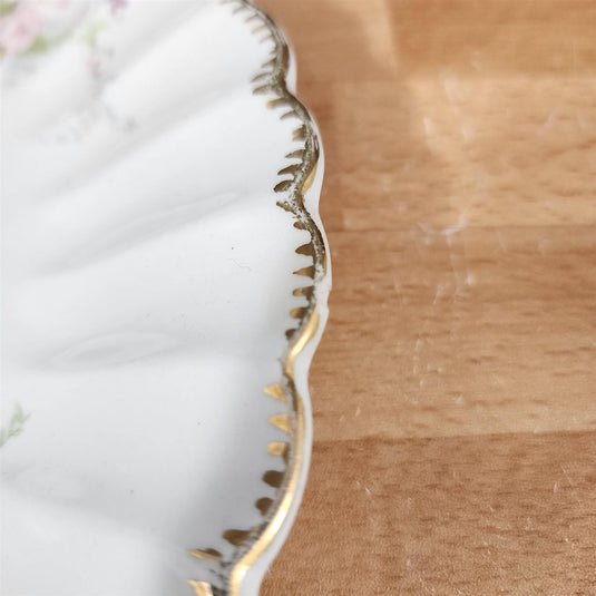 Limoges Floral Dinner Plate Set of 3 La France USA 22 K Gold Scalloped Edge Trim