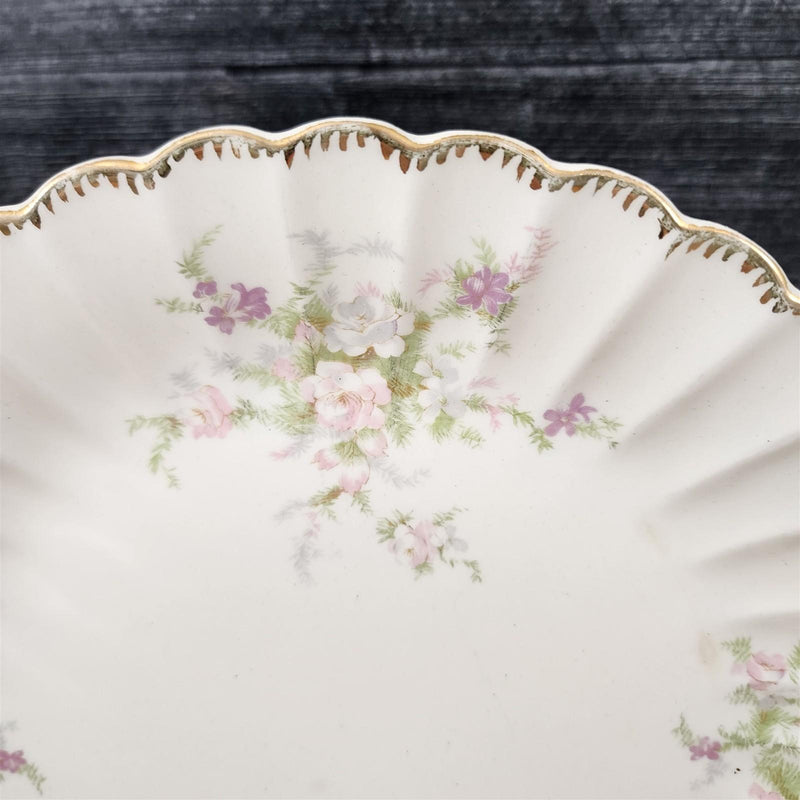 Load image into Gallery viewer, Limoges Floral Dinner Plate Set of 3 La France USA 22 K Gold Scalloped Edge Trim
