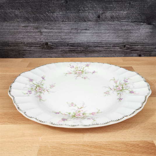 Limoges Floral Oval Platter La France USA 22 K Gold Scalloped Edge Trim