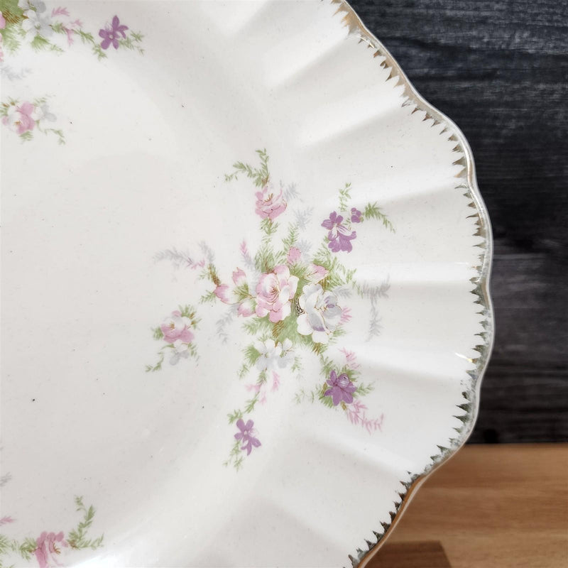 Load image into Gallery viewer, Limoges Floral Oval Platter La France USA 22 K Gold Scalloped Edge Trim
