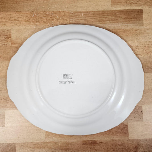 Limoges Floral Oval Platter La France USA 22 K Gold Scalloped Edge Trim