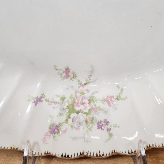 Limoges Floral Oval Platter 15 Inch La France USA 22 K Gold Scalloped Edge Trim