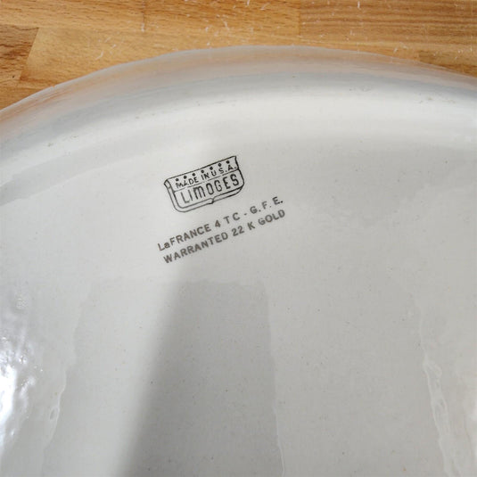 Limoges Floral Oval Platter 15 Inch La France USA 22 K Gold Scalloped Edge Trim