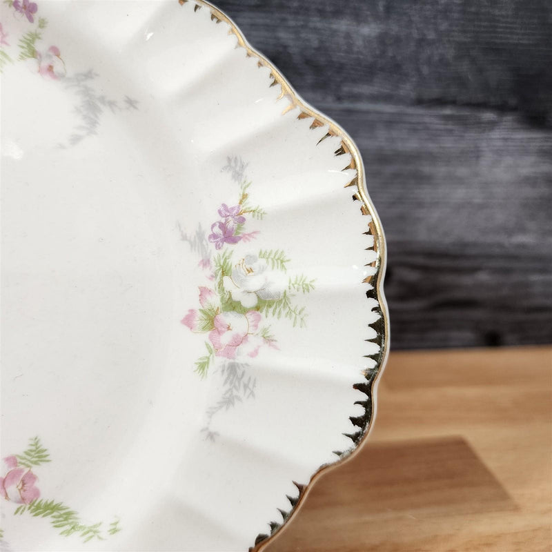Load image into Gallery viewer, Limoges Floral Gravy Under Plate La France USA 22 K Gold Scalloped Edge Trim
