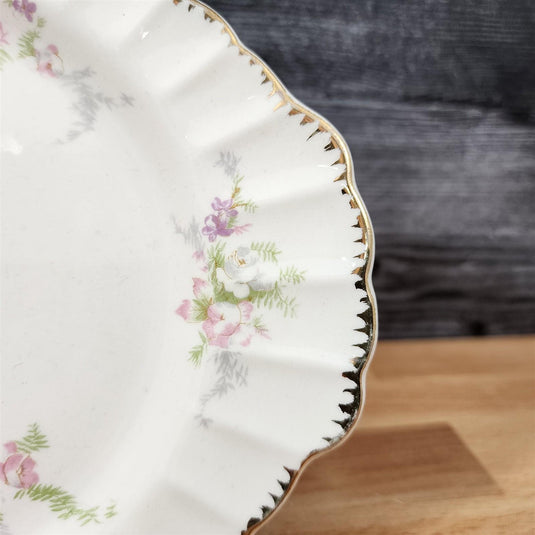 Limoges Floral Gravy Under Plate La France USA 22 K Gold Scalloped Edge Trim